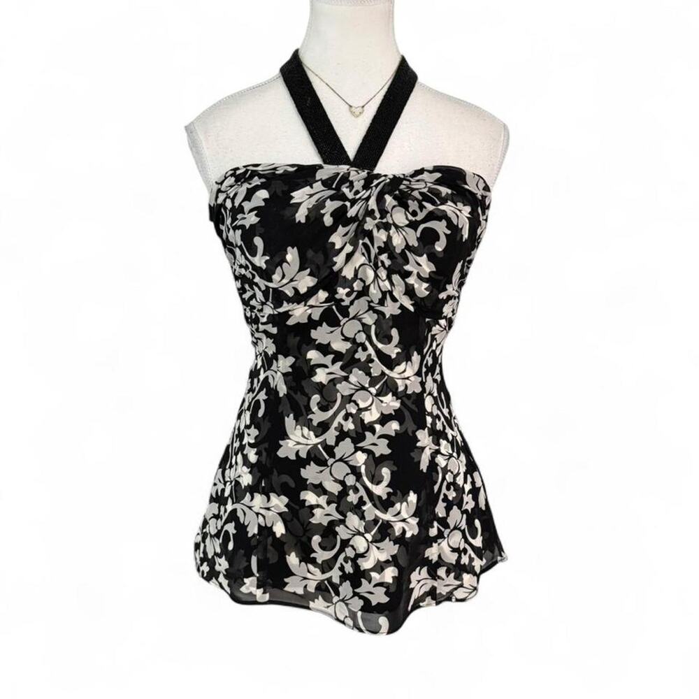 White House Black Market 100% Silk Vintage Y2K 2000s Halter Top size medium (4)